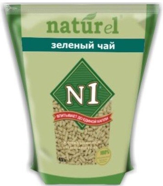 Наполнитель комкующийся древесный для кошек №1 Naturel зеленый чай (4,5 л)