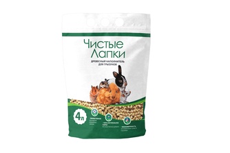 Наполнитель впитывающий древесный для грызунов ЧИСТЫЕ ЛАПКИ (4 л)
