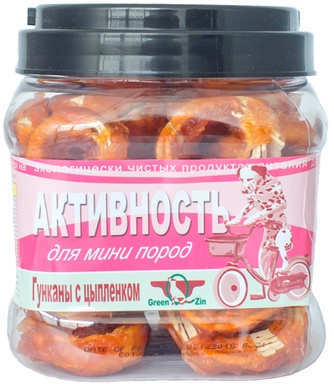 Лакомство для собак мелких пород мини-пород GREEN QZIN Активность гунканы с цыпленком (750 г)