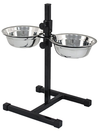 Кормушка для собак ECO регулируемая Черная (30 см/2шт/350 мл/14 см)