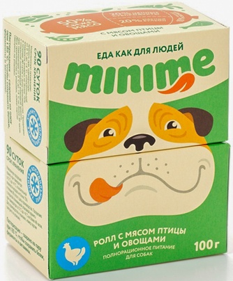 Корм влажный для собак MINIME ролл с мясом Птицы и овощами (100 г)