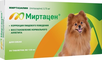 Таблетки для собак МИРТАЦЕН 3,75 мг коррекция пищевого поведения  (30 таб)