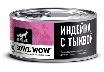 Корм влажный для собак BOWL WOW с индейкой и тыквой (100 г)