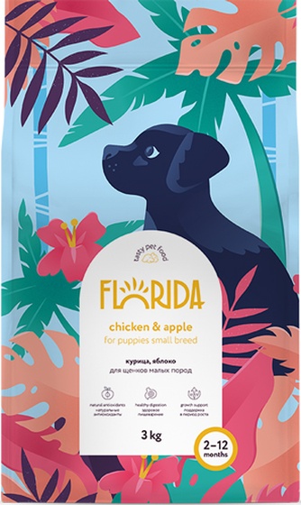 Корм сухой для щенков мелких пород FLORIDA Курица, яблоко (3 кг)