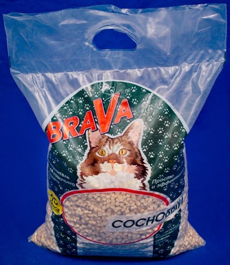 Наполнитель впитывающий древесный для кошек BRAVA сосна (15 л)