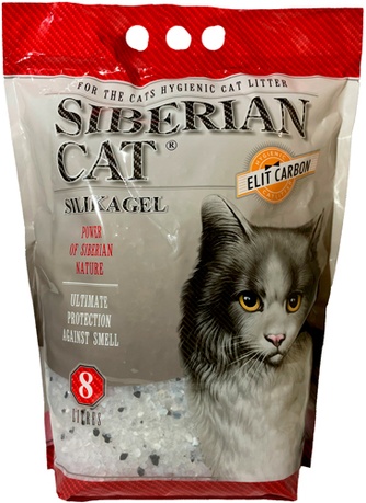 Наполнитель впитывающий силикагелевый для кошек SIBERIAN CAT Элита Карбон (8 л)