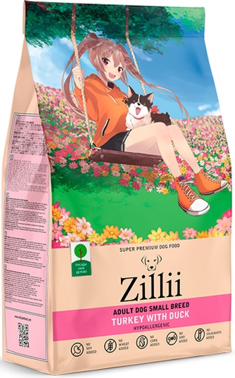 Корм сухой для взрослых собак мелких пород ZILLI Adult Dog Small Breed с индейкой и уткой (2 кг)
