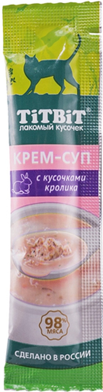 Лакомство для кошек TITBIT Лакомый кусочек Крем-суп с кусочками Кролика (10 г)
