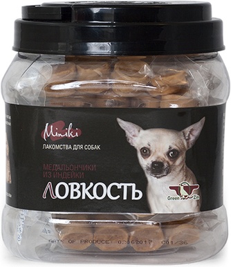 Лакомство для собак мелких пород GREEN QZIN Miniki Ловкость Медальончики из индейки (360 г)