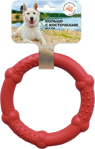 Игрушка для собак ЗООНИК Кольцо с косточками красное (16,5 см)