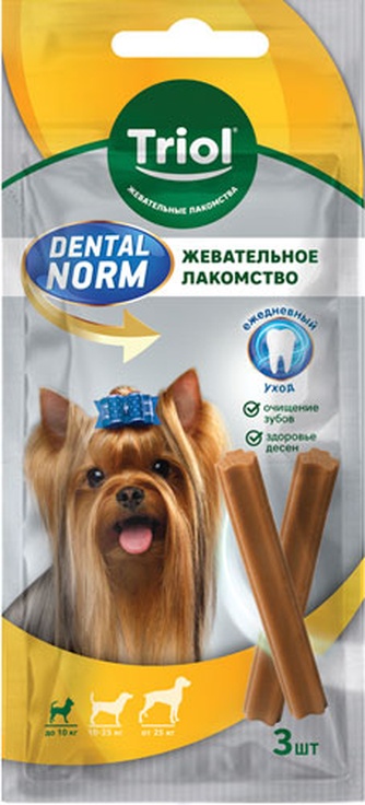 Лакомство для собак мелких пород Triol DENTAL NORM Палочки жевательные (45г*3шт)