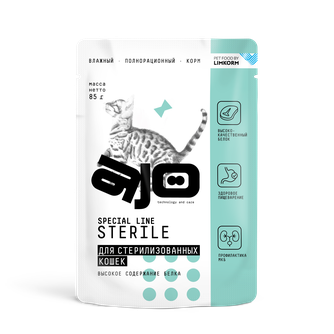 Корм влажный для стерилизованных кошек AJO Sterile высокое содержание белка (85 г)