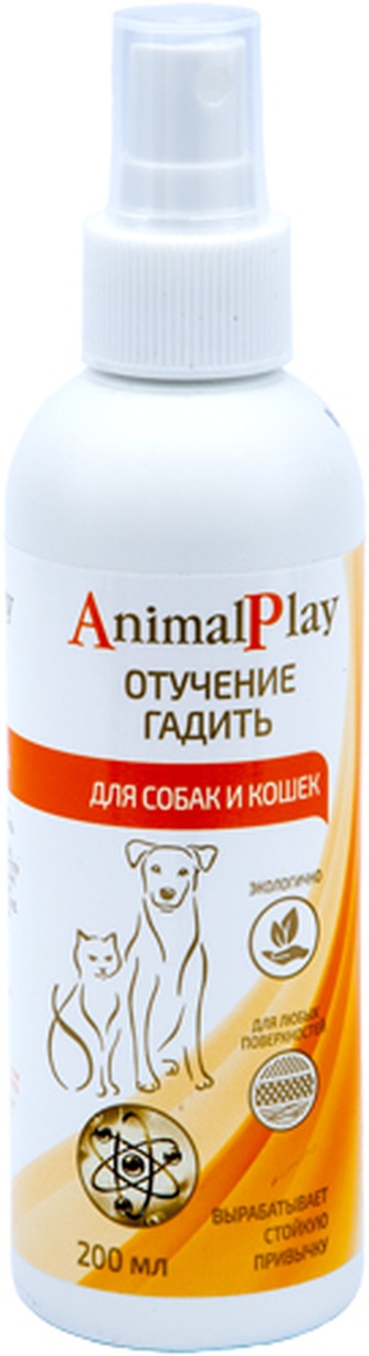 Спрей для кошек и собак ANIMAL PLAY Отучение гадить вырабатывает стойкую привычку (200 мл)