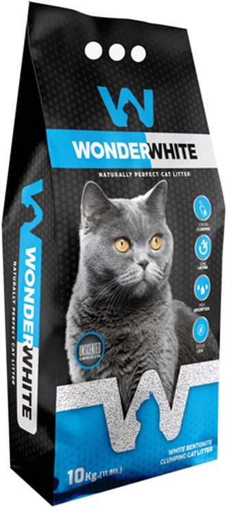 Наполнитель комкующийся бентонитовый для кошек WONDER WHITE Unscented Natural без ароматизатора (10 кг)
