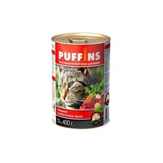 Корм влажный для кошек PUFFINS говядина в желе (415 г)