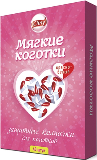Коготки мягкие для кошек CLINY красно-белые (40 шт)