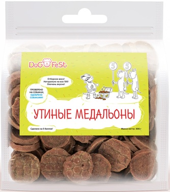 Лакомство для собак DOGFEST Медальоны Утиные (500 г)