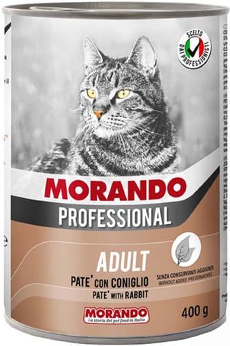 Корм влажный для взрослых кошек MORANDO Professional паштет кролик (400 г)