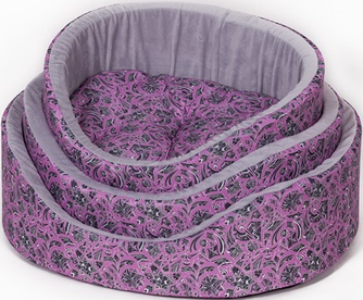 Лежак для кошек и собак ЗООФОРТУНА Иней №1 с бортиком (48*36*16 см)