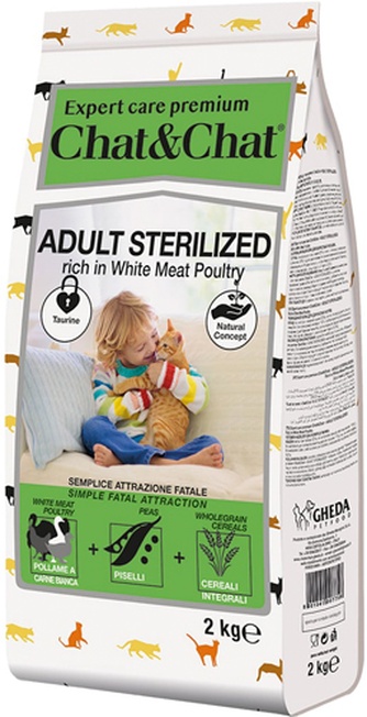 Корм сухой для стерилизованных кошек CHAT & CHAT Adult sterilized  с белым мясом птицы (2 кг)