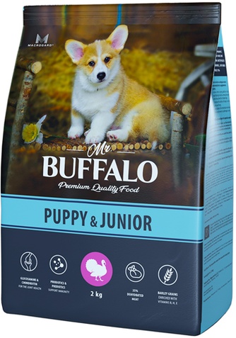 Корм сухой для щенков и юниоров MR. BUFFALO Puppy&Junior индейка (2 кг)