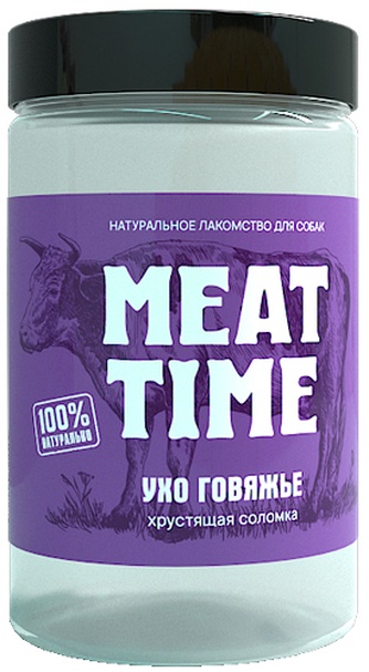 Лакомство для собак мелких пород MEAT TIME Ухо говяжье Хрустящая соломка (75 гр)