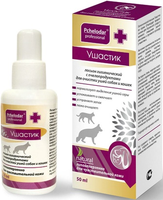 Лосьон для собак и кошек PCHELODAR Ушастик для очистки ушей с пчелопродуктами (50 мл)