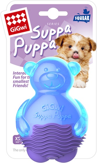 Игрушка для щенков GIGWI Suppa Puppa Мишка с пищалкой голубой (10см)