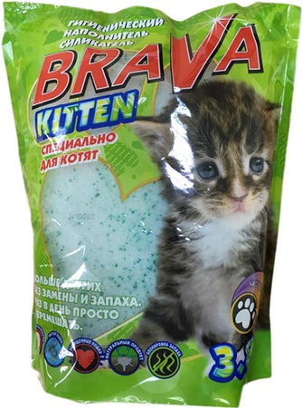 Наполнитель впитывающий силикагелевый для котят BRAVA Kitten (3,8 л)