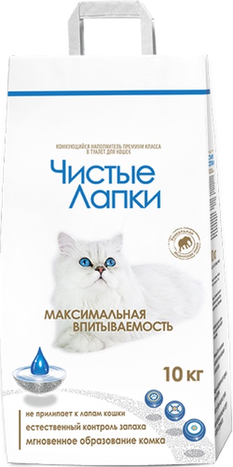Наполнитель комкующийся бентонитовый для кошек ЧИСТЫЕ ЛАПКИ (10 кг)