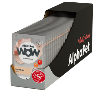 Корм влажный для щенков, беременных и кормящих собак ALPHAPET WOW паштет цыпленок (85 г)