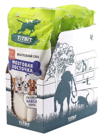 Лакомство для собак макси пород TITBIT лакомый кусочек Жевательный снек Мозговая косточка (250 г)