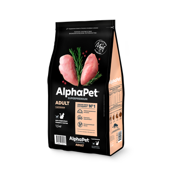 Корм сухой для взрослых кошек и котов ALPHAPET Superpremium с цыпленком (1,5 кг)