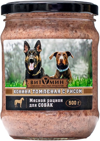 Корм влажный для собак ВИТАМИН Конина томленая с рисом  (500 г)