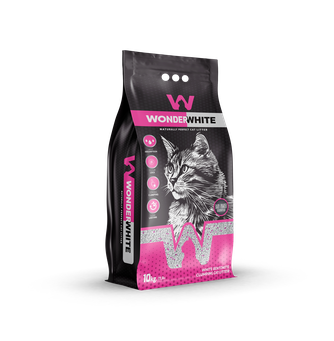 Наполнитель комкующийся бентонитовый для кошек WONDER WHITE Baby Powder с ароматом детской присыпки (10 кг)