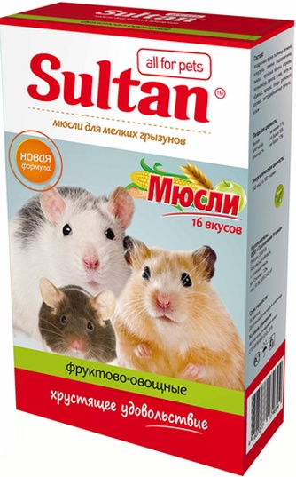 Лакомство для мелких грызунов SULTAN мюсли фруктово-овощные (200 г)