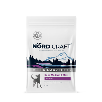 Корм сухой для собак средних и крупных пород NORD CRAFT Dogs Medium & Maxi Renal для поддержания функции почек и ХБП (2 кг)