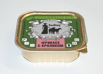Корм влажный для собак ZOORING Фрикасе Паштет с кроликом (100 г)