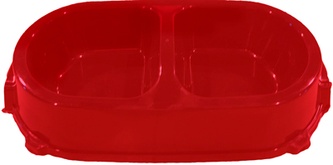 Миска для кошек и собак FAVORITE двойная нескользящая пластиковая красная (450 мл)