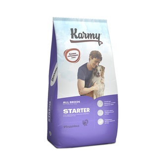 Корм сухой для щенков до 4 месяцев, беременных и кормящих сук KARMY Starter с индейкой (14 кг)