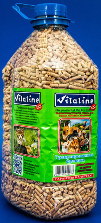 Наполнитель впитывающий древесный для животных VITALINE гранулированная фракция (3 кг)
