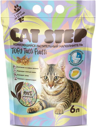 Наполнитель комкующийся соевый для кошек CAT STEP Tofu Tutti Frutti (6 л)