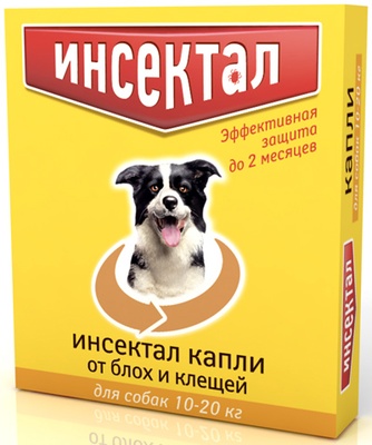 Капли для собак от 10 до 20 кг NEOTERICA Инсектал от блох и клещей (1,5 мл/1 шт)
