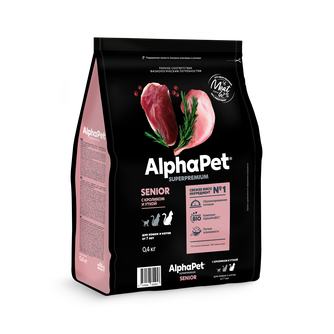Корм сухой для кошек и котов от 7 лет ALPHAPET Superpremium с кроликом и уткой (0,4 кг)
