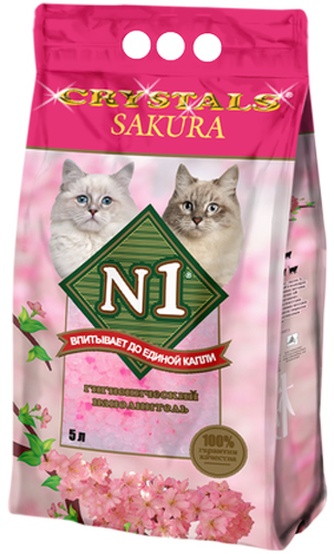 Наполнитель впитывающий силикагелевый для кошек №1 Crystals Sakura сакура (5 л)