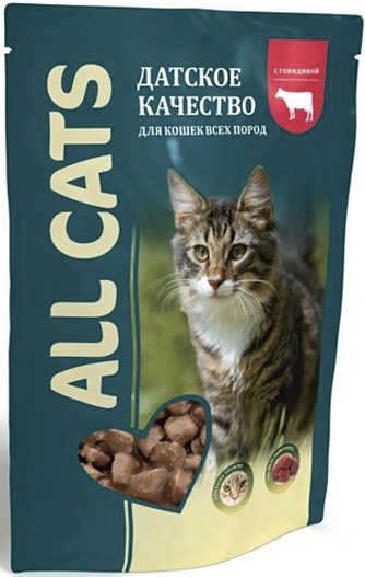Корм влажный для кошек ALL CATS с Говядиной в соусе (85 г)