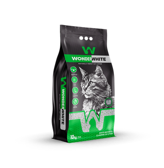 Наполнитель комкующийся бентонитовый для кошек WONDER WHITE Aloe Vera с алоэ вера (10 кг)