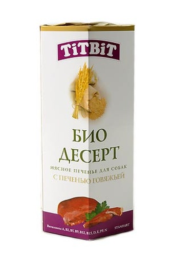 Лакомство для собак мелких пород TITBIT Лакомый кусочек Bio desert Печенье с печенью говяжьей стандарт (350 г)