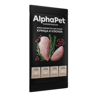 Лакомство для кошек ALPHAPET Superpremium Крем-лакомство Курица и клюква (48 г)