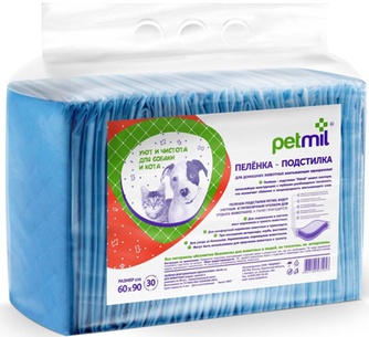 Пеленки впитывающие для собак PETMIL одноразовые (60*90*30 шт)